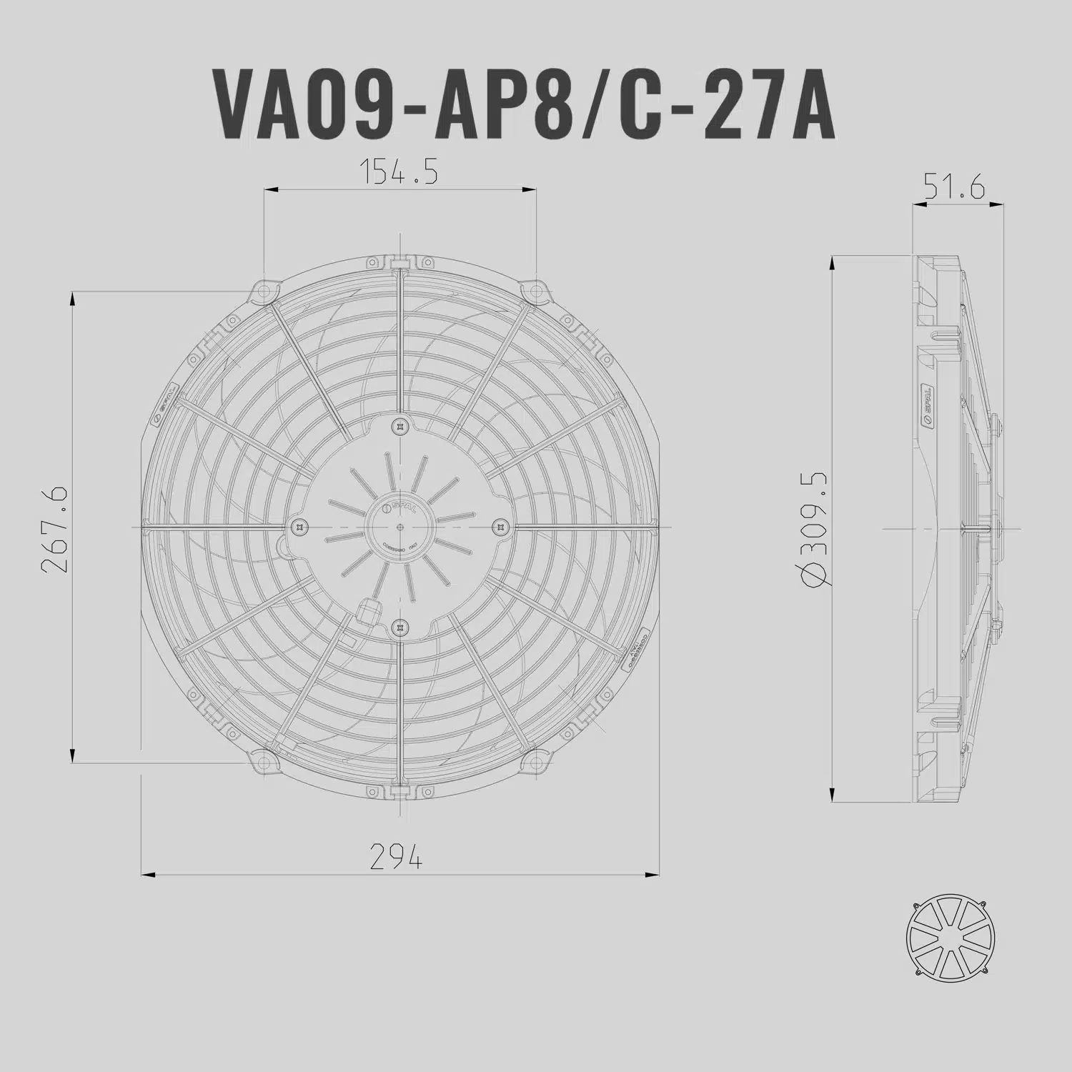 Spal flektin VA09-AP8/C-27A Mittapiirros