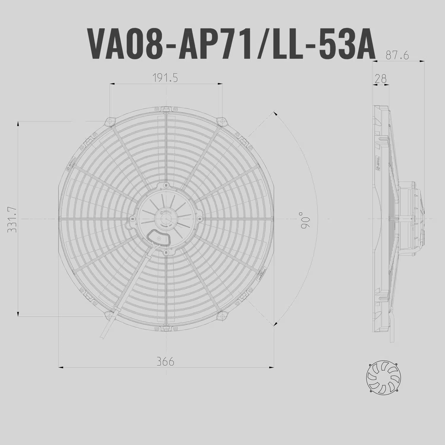 Spal flektin VA08-AP71/LL-53A Mittapiirros