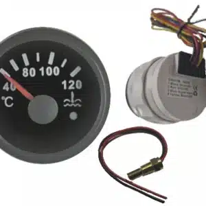 Vedenelämpömittari musta 52mm 12V/24V