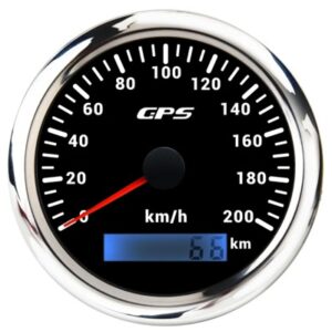 gps nopeusmittari 200kmh musta kromi