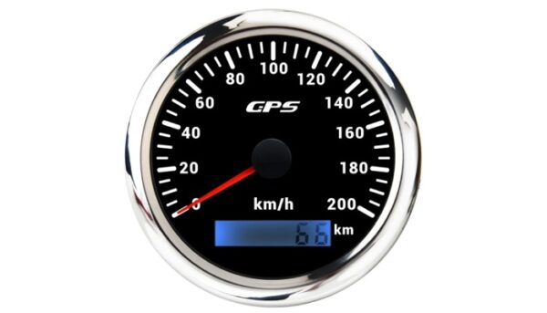 gps nopeusmittari 200kmh musta kromi