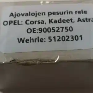 Opel ajovalon pesurin rele
