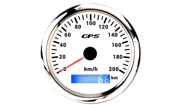 gps nopeusmittari 200kmh valkoinen